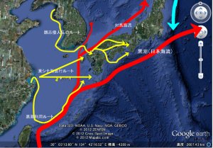 中国から日本列島へのルート